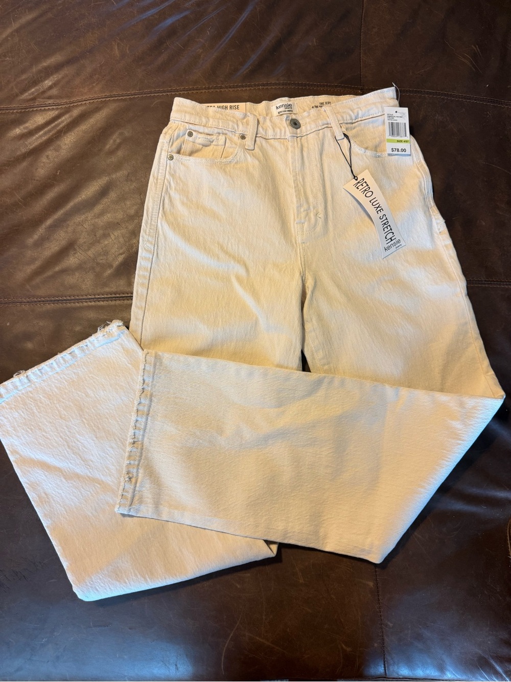 NWT Kensie Ultra high rise Relaxed Straight Jeans off-white Retro Luxe Stretch